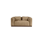 Meridian Furniture 44098Tan-L Mallina Collection Modern | Contemporary Loveseat with Soft Tan Vegan Leather, Walnut Finish Solid Wood Base, Deep Channel Tufting, 67" W x 36" D x 28.5" H, Tan