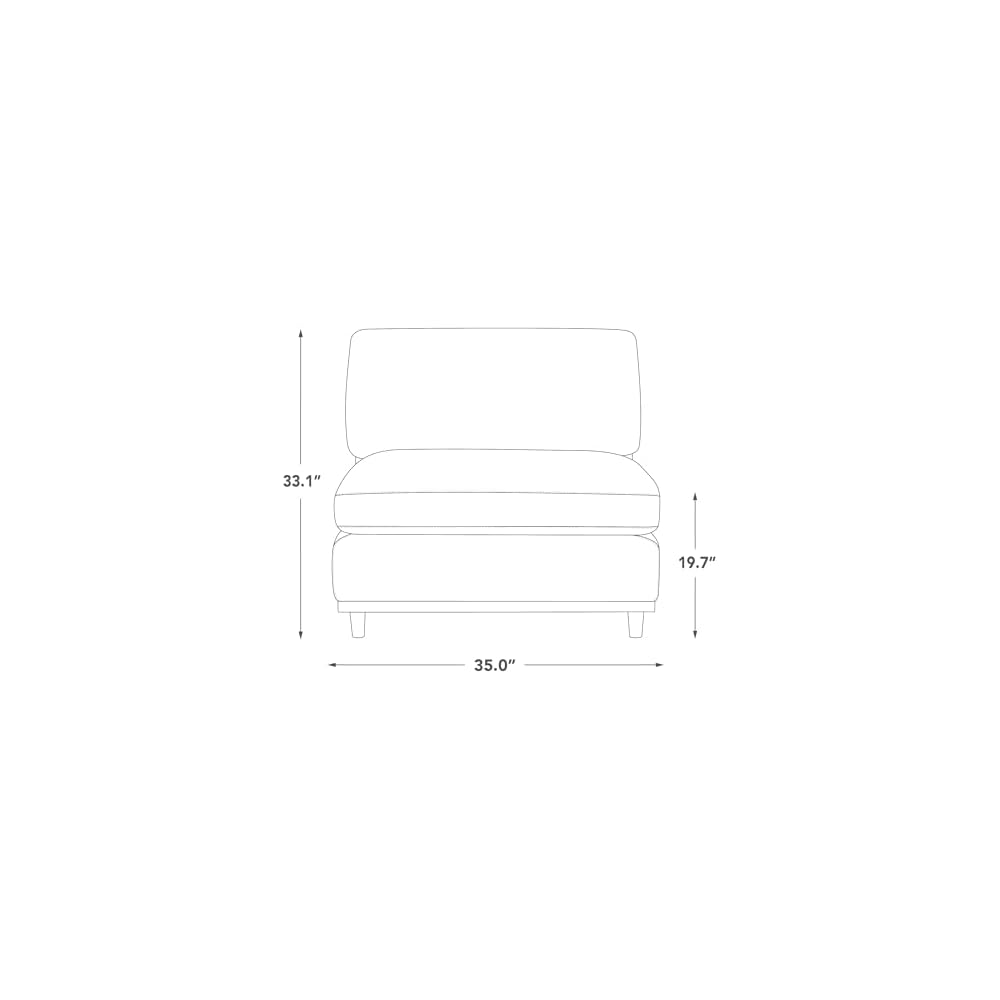 CHITA Modern Down Filled Armless Sofa for Sectional Modular Couch, Linen