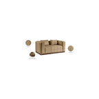 Meridian Furniture 44098Tan-L Mallina Collection Modern | Contemporary Loveseat with Soft Tan Vegan Leather, Walnut Finish Solid Wood Base, Deep Channel Tufting, 67" W x 36" D x 28.5" H, Tan