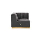 Modway Conjure Channel Tufted Performance Velvet Right Corner Chair in Gold/Gray
