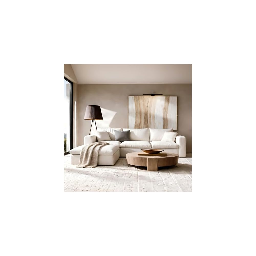Modular Sectional Cloud Sofa, No Assembly Oversized Boneless Couch, Beige