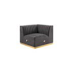 Modway Conjure Channel Tufted Performance Velvet Right Corner Chair in Gold/Gray