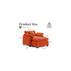 Oversized Chair with Ottoman, Corduroy Reading Chair with Footrest, Comfy Accent Armchair for Living Room Bedroom, Single Sofa Lounge Chair, 350 lbs (Orange)