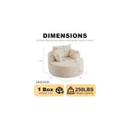 50" Round Corduroy Deep Seat Single Sleeper Sofa - Fluffy Upholstered Floor Sofa with Three Pillows, No Assembly Modern Sleeper Chair for Living Room, Bedroom, Lounge (Beige)