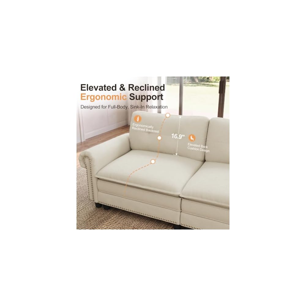 PHI VILLA Modular Sectional Living Room Set with Sofa, Loveseat & Armchair