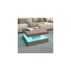 HedoAjim Black Marble LED Coffee Table for Living Room, Living Room Table 2-Tier Square Middle Center Table, Modern Coffee Tables with Storage, Contemporary Wood Tea Tables for Dining Reception