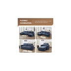 77.4" Chenille Modular Loveseat Oversized Upholstered 2 Seater Sectional Sofa with Thickened Cushions, Easy Assembly, Modern Comfy Love Seat Couch for Living Room, Blue