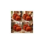 Oversized Chair with Ottoman, Corduroy Reading Chair with Footrest, Comfy Accent Armchair for Living Room Bedroom, Single Sofa Lounge Chair, 350 lbs (Orange)