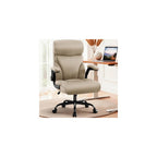 AreShark Executive Office Chair - 400lbs Heavy Duty Ergonomic Desk Chair with Comfy Cushion, High Back Breathable Leather Computer Chair with Flip-up Arms & Rocking Function for Home Office