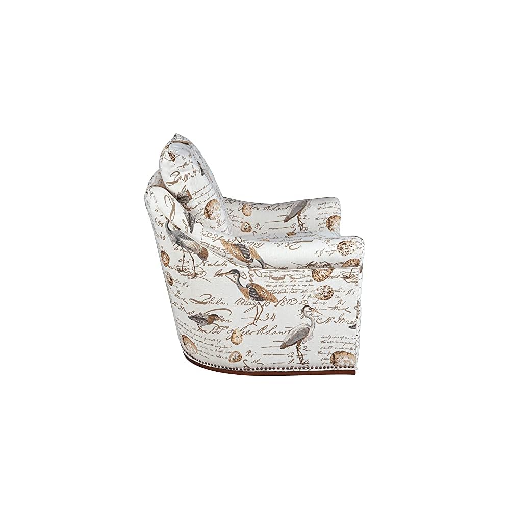 Sunset Trading Birdscript Swivel Chair, Cream/Brown/Gray/Green/Blue