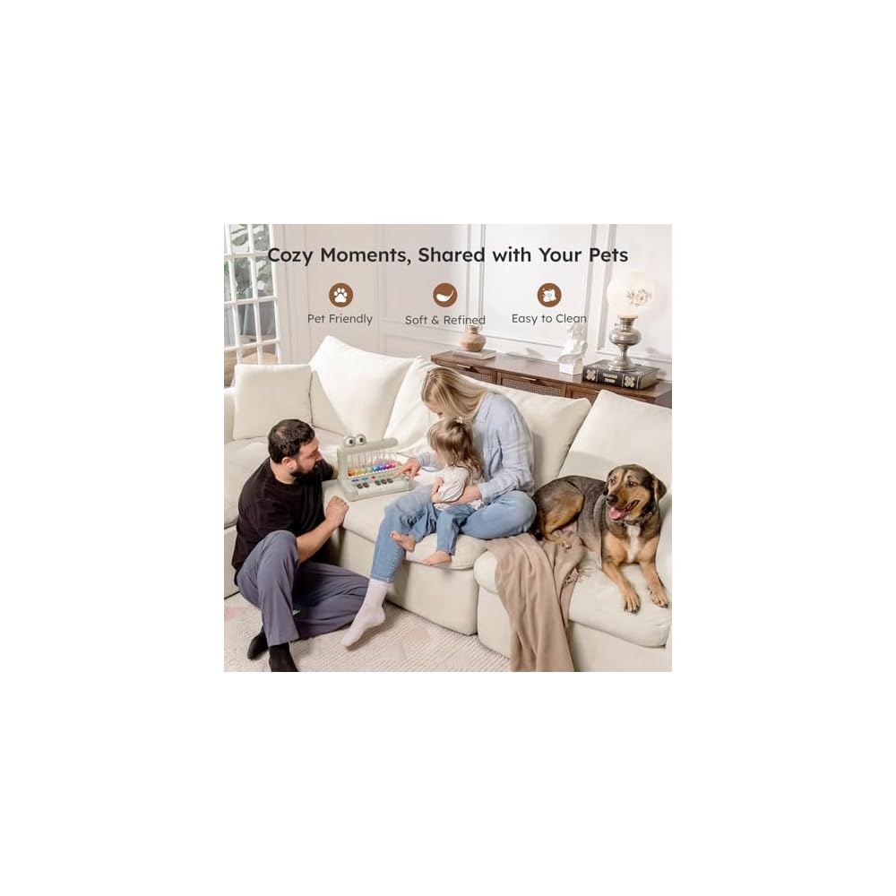 Modular Sectional Cloud Sofa, No Assembly Oversized Boneless Couch, Beige