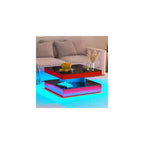 HedoAjim Black Marble LED Coffee Table for Living Room, Living Room Table 2-Tier Square Middle Center Table, Modern Coffee Tables with Storage, Contemporary Wood Tea Tables for Dining Reception