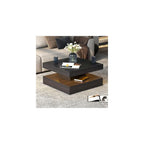 HedoAjim Black Marble LED Coffee Table for Living Room, Living Room Table 2-Tier Square Middle Center Table, Modern Coffee Tables with Storage, Contemporary Wood Tea Tables for Dining Reception
