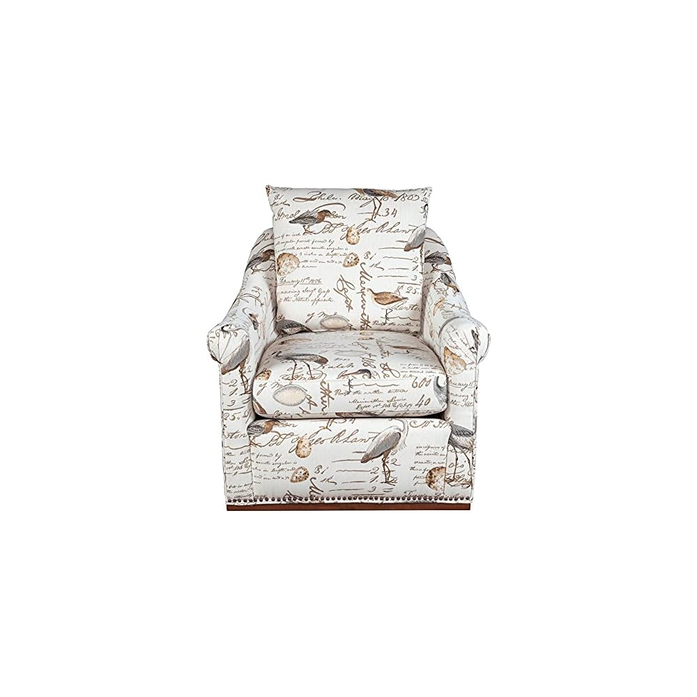 Sunset Trading Birdscript Swivel Chair, Cream/Brown/Gray/Green/Blue