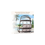 Tangkula Narrow Wicker Egg Chair Outdoor, Patio Rattan Lounge Basket with Seat & Back Cushions, Metal Indoor Outdoor Leisure Sofa Cocoon Chair for Bedroom, Backyard, Balcony, 400 lbs Max Load
