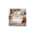 HedoAjim Black Marble LED Coffee Table for Living Room, Living Room Table 2-Tier Square Middle Center Table, Modern Coffee Tables with Storage, Contemporary Wood Tea Tables for Dining Reception
