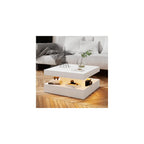 HedoAjim Black Marble LED Coffee Table for Living Room, Living Room Table 2-Tier Square Middle Center Table, Modern Coffee Tables with Storage, Contemporary Wood Tea Tables for Dining Reception