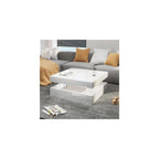 HedoAjim Black Marble LED Coffee Table for Living Room, Living Room Table 2-Tier Square Middle Center Table, Modern Coffee Tables with Storage, Contemporary Wood Tea Tables for Dining Reception