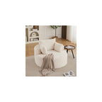 50" Round Corduroy Deep Seat Single Sleeper Sofa - Fluffy Upholstered Floor Sofa with Three Pillows, No Assembly Modern Sleeper Chair for Living Room, Bedroom, Lounge (Beige)