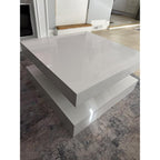 HedoAjim Black Marble LED Coffee Table for Living Room, Living Room Table 2-Tier Square Middle Center Table, Modern Coffee Tables with Storage, Contemporary Wood Tea Tables for Dining Reception