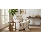 Sunset Trading Birdscript Swivel Chair, Cream/Brown/Gray/Green/Blue