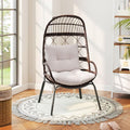 Tangkula Narrow Wicker Egg Chair Outdoor, Patio Rattan Lounge Basket with Seat & Back Cushions, Metal Indoor Outdoor Leisure Sofa Cocoon Chair for Bedroom, Backyard, Balcony, 400 lbs Max Load