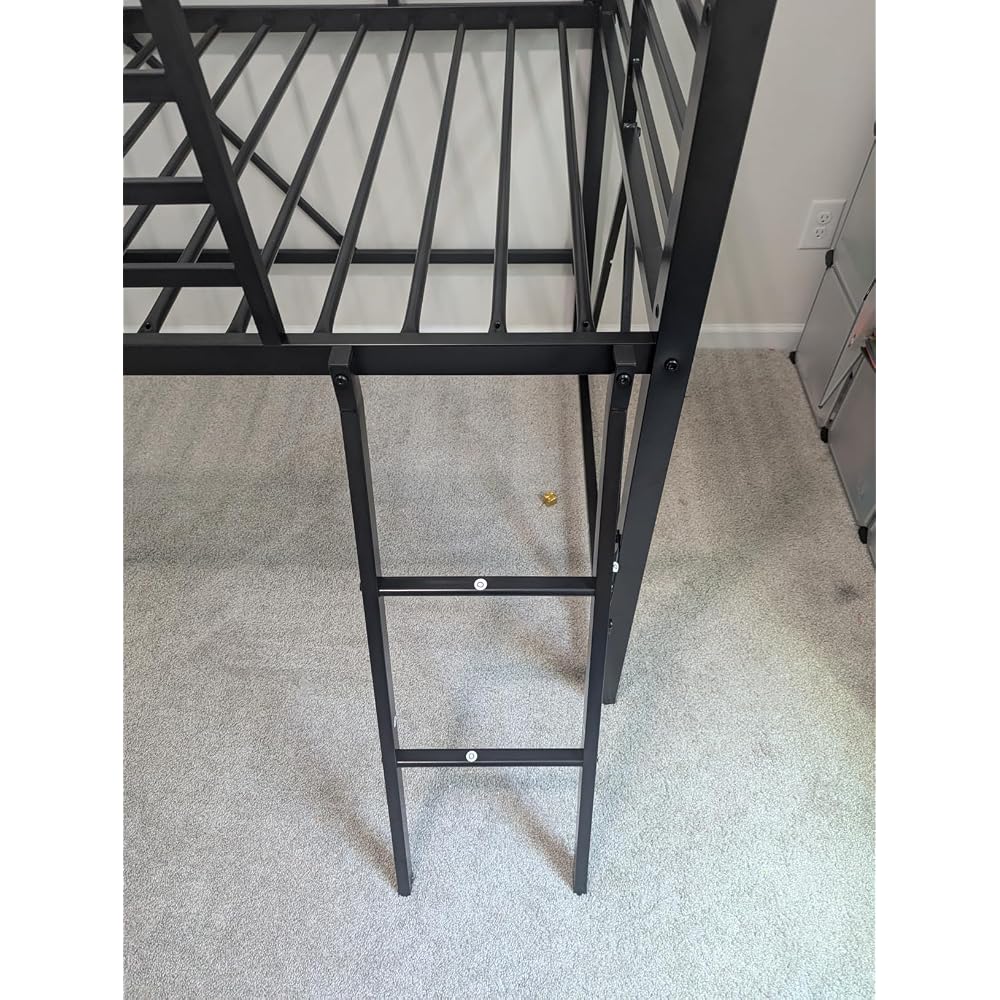 SHA CERLIN Twin Size Metal Low Loft Bed, CPC Safety Certified, White